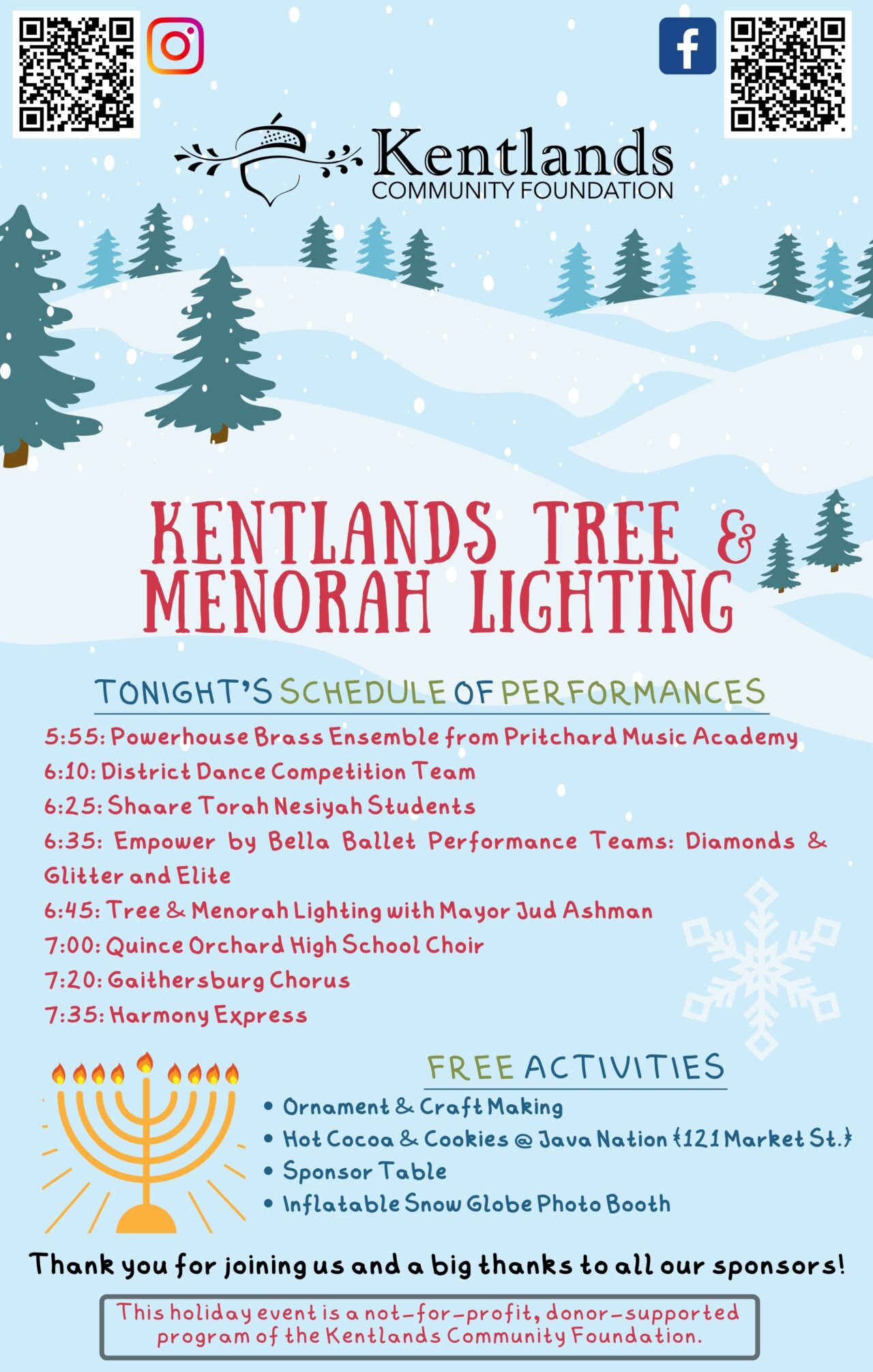 Kentlands Tree & Menorah Lighting Kentlands Community Foundation